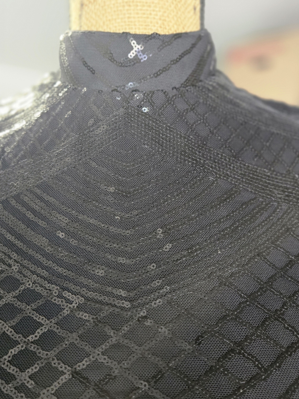 Black Sequin Long Sleeve Evening Gown - Picture 9 of 9